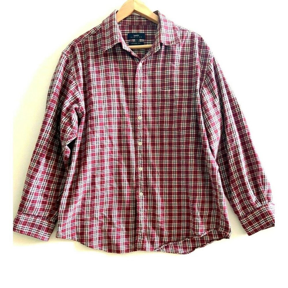 Bossini Clothing Leisure Fit Red Plaid Long Sleeve 100% Cotton Shirt Siz…